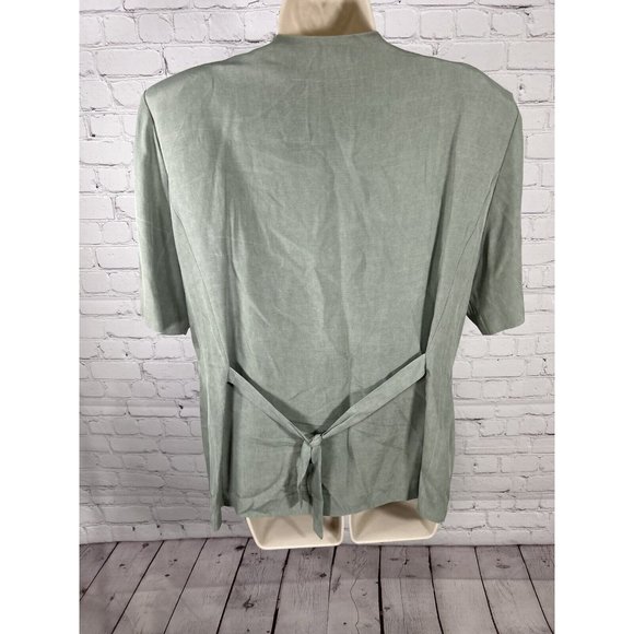 VTG Perceptions By Irene B Green Shoulder Padded Button Up Embellished Blouse 14 - Picture 4 of 10